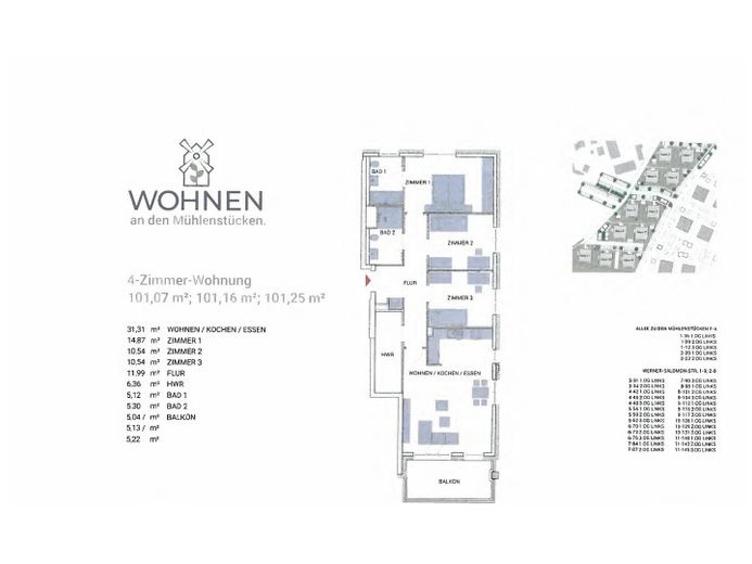 Mieszkanie 4-pokojowe z balkonem i 2 łazienkami na osiedlu mieszkaniowym w Nauen „WOHNEN AN DEN MÜHLENSTÜCKEN” – Zdjęcie 10