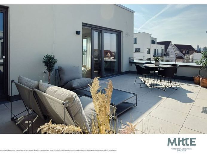 Sofort einziehen: barrierefreies Penthaus mit großzügiger Dachterrasse mit Blickrichtung Heidelberg – Foto 1