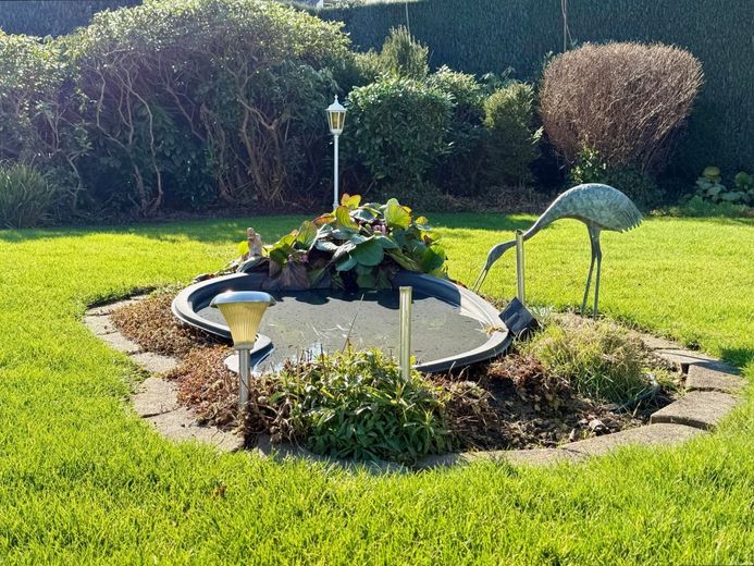 Fröndenberg-Westick: Flachdach-Bungalow mit Gartenoase als perfekter Rückzugsort! – Kleiner Teich im Garten