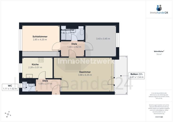 NEU***78 m² große, schicke ETW in TOPLAGE mit Balkon und TG Stellplatz***NEU – Grundriss
