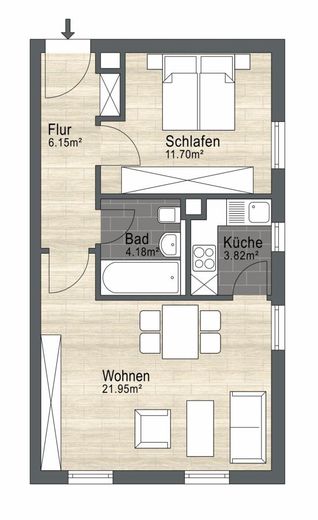 Charmante 2-Zimmer-Stadtwohnung in Regensburg-Steinweg - innenstadtnah, hell und mit TG-Stellplatz – Grundriss