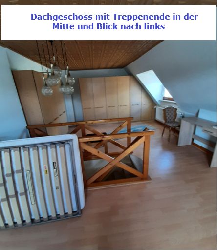Duisburg Neumühl, niedaleko OB, 105 m² powierzchni mieszkalnej, uzbrojona działka budowlano-ogrodowa 801 m², klimatyzacja na piętrze – Dachgeschoss mit Treppen-Ende