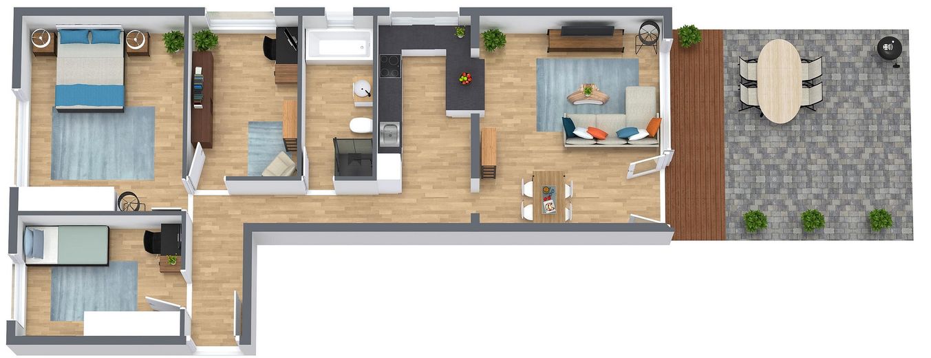 Renovierte Terassen-Wohnung in begehrter Lage Zehlendorf - sofort bezugsfrei, ohne Provision – Grundriss
