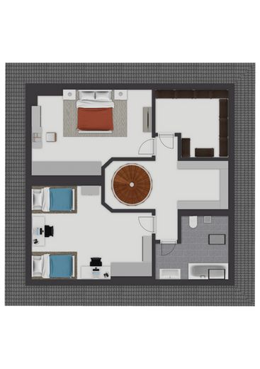 Stilvolle Maisonette mit Balkon, TG-Stellplatz &amp; Aufzug – Grundriss obere Ebene