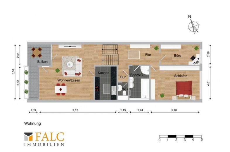 Wohnen auf zwei Ebenen am Pfühlpark - FALC Immobilien Heilbronn – Grundriss Wohnung