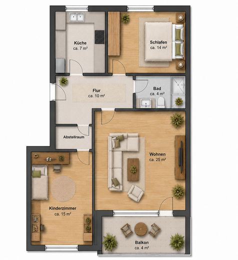 Appartamento di 3 locali appena ristrutturato con vista sul Deister, balcone, cucina componibile e ascensore a Berenbostel – Grundriss