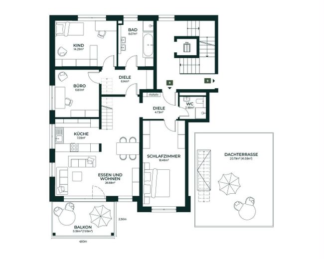 Ekskluzywny 4-pokojowy apartament typu penthouse – nowa inwestycja w Gattendorf – Grundriss