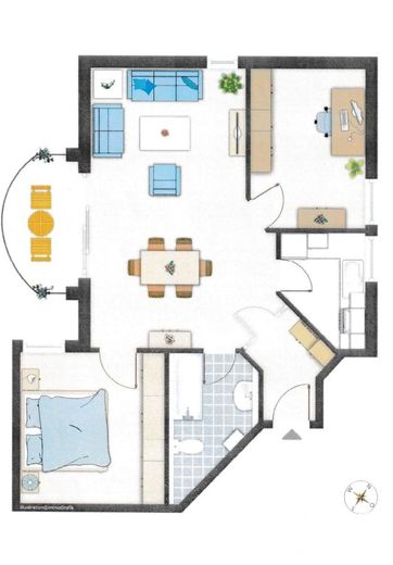 SCHICKE 3-RAUM WOHNUNG MIT BALKON UND TIEFGARAGENSTELLPLATZ – Grundriss WE 10