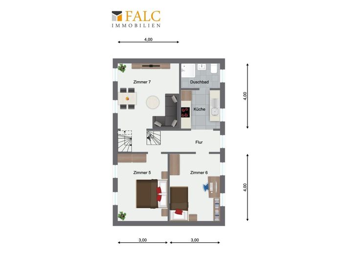 Fachwerkhaus im Zentrum: 8 x Zi - 3 x Kochen - 3 x Du.Ba. - 1 x Innenhof - FALC Immobilien Göttingen – Grundriss OG