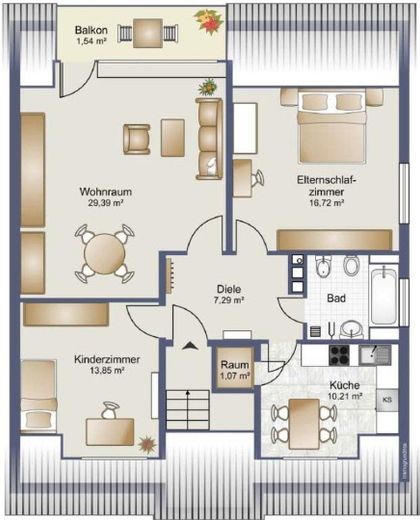 3 Zimmer Wohnung Grundriss