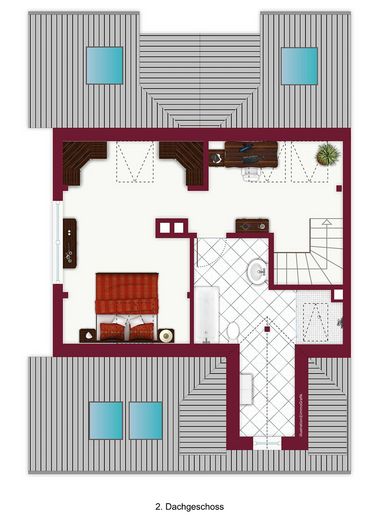 Apartamento de 3,5 habitaciones en Stuttgart-West | Dúplex Kräherwald con balcón y galería – Grundriss DG