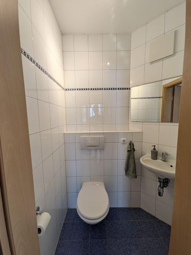Lichtdurchflutete 3-Zimmer-Wohnung mit Süd-Wintergarten und Waldblick am Ebersberger Forst. – Gäste-WC.