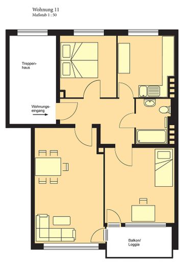 Appartamento di lusso (59 mq) in Tilsiter Platz a Kiel-Ellerbek/Wellingdorf – Wohnungsgrundriss