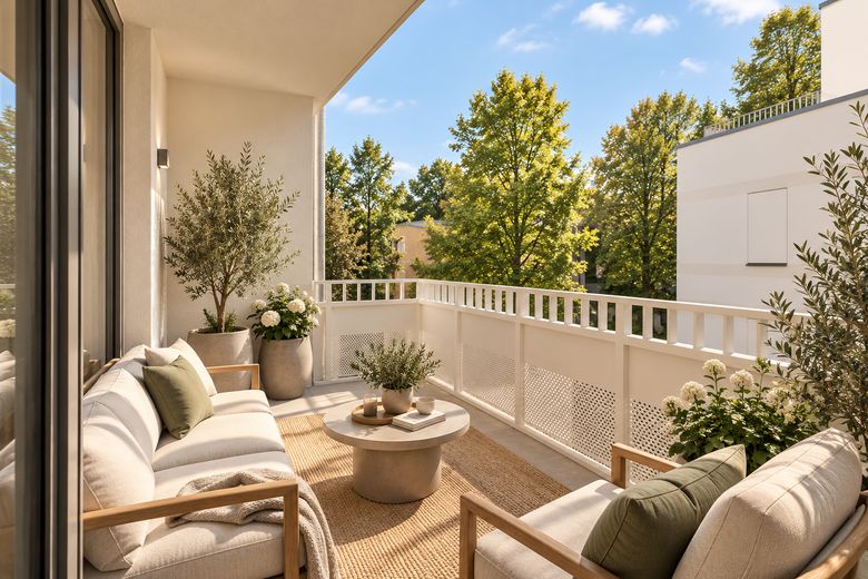 Elegante appartamento con 2 locali, ampio balcone e vista sul verde a Pankow – Foto 4