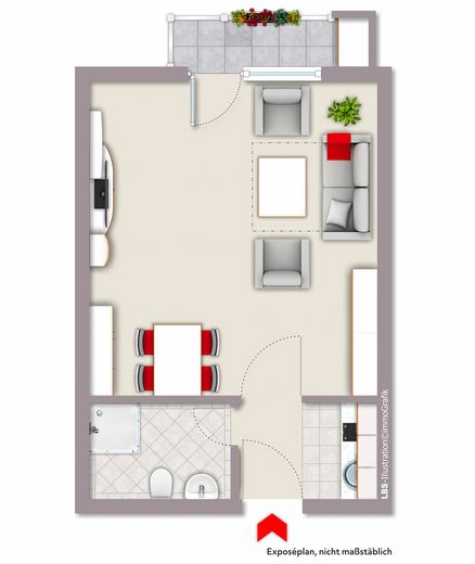 NEU renoviertes Appartement mit großem Balkon und EBK – Grundriss