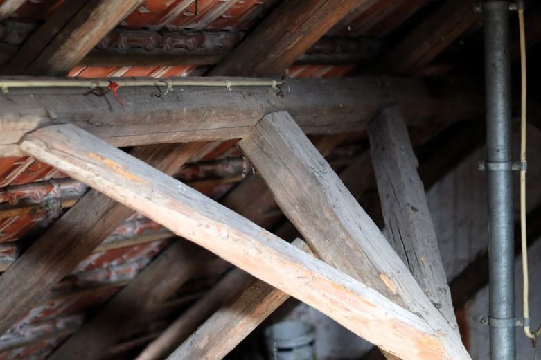 Preisknaller! Bauland und Handwerkerhaus - Stall, Scheune, Werkstatt, Garage bei Bamberg und Ebern – Dachstuhl des entkernten Hauses