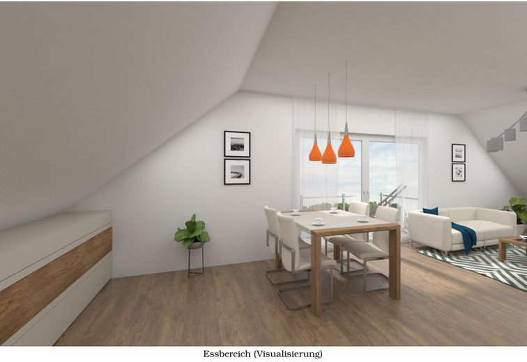 Attraente appartamento mansardato con 2 locali in posizione ambita – Wohnbereich (Visualisierung)