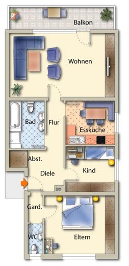Appartamento di proprietà di 3 locali – Grundriss