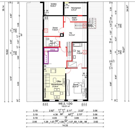 Grundriss WE 2, 1. DG