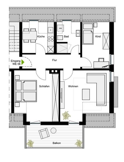 Erstbezug - Sanierte 3-Zimmer DG Wohnung mit Panoramablick – 2D-Grundriss