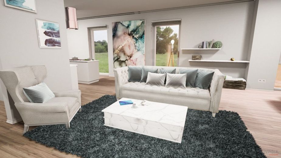 EINFAMILIENHAUS IM HAMPTON-STIL – Ansicht Wohnzimmer