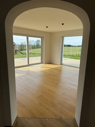 Aussicht ins Grüne! Lichtdurchflutetes Massivhaus in Bihlafingen, provisionsfrei – Wohnzimmer