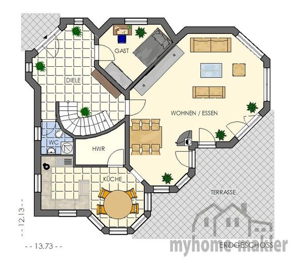 Provisionsfrei vom Bauträger: Leben Sie Individualität bei maximaler Planungsfreiheit – Grundriss EG Villa 220