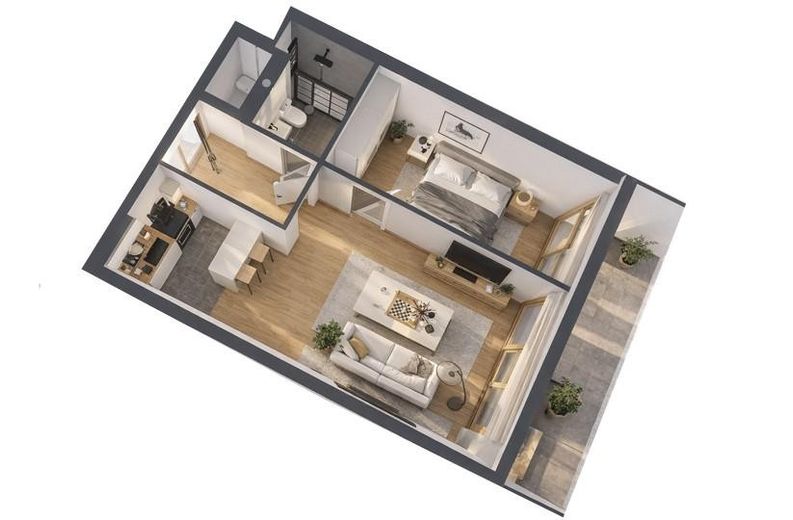 Lage, Lage, Lage! Leerstehende, provisionsfreie, renovierungsbedürftige 2-Zi-Gartenwohnung – 3 D Grundriss