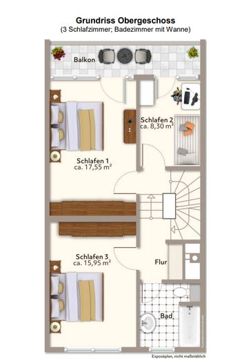 Münih yakınlarında Zorneding’de bakımlı sıra ortası ev – OG: Schlafzimmer