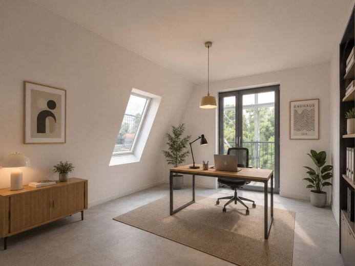 Neubau 2026: Exklusive DG-Wohnung mit 99 m² // 3,5 Zimmer // Loggia &amp; Aufzug in Glessen – KI: Helles Gäste-/Kinderzimmer oder Büro (bpsh. visualisiert)