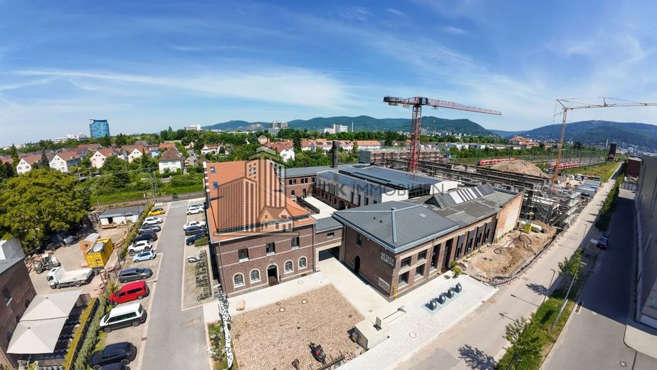ATIK: Einzigartige Gewerbeflächen im historischen Bahn-Betriebswerk Heidelberg – Drohnenaufnahme