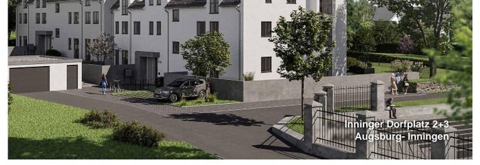 PROVISIONSFREI – Traumhafte Galerie-Wohnung im Erstbezug am Dorfplatz von Augsburg-Inningen – Ansicht Nordseite