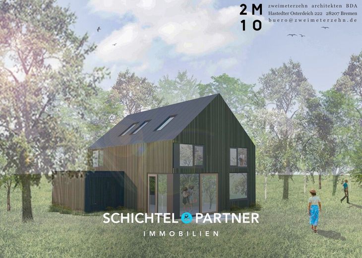 Ganderkesee | Sofort bebaubar: Baugrundstück mit Genehmigung für Einfamilienhaus – S&amp;P | Visualisierung Bauvorhaben