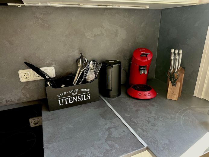 Zentrale & kernsanierte 3-Zimmer-Wohnung mit Loggia und Blick ins Grüne (befristet) – Küche