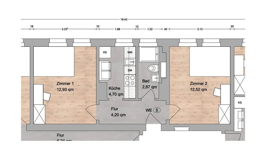 Кімната в WG з атмосферою затишку – негайно!!!/ Gugelstraße 96, Nürnberg / WE5 / Zi.2 – Grundriss