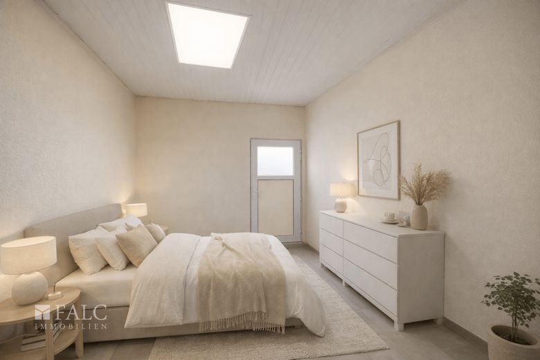 Wohn- und Geschäftshaus in Bonn-Nähe - Kapitalanlage mit zusätzlichem Vermietungspotenzial – Ladenlokal links als Wohneinheit Schlafzimmer (virtuell eingerichtet)