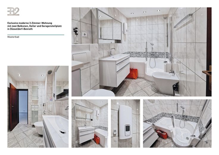 Moderne 3-Zimmer-Wohnung mit zwei Balkonen, Keller und Garagenstellplatz in Düsseldorf-Benrath – Masterbad
