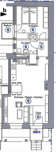 Gepflegte und Sanierte 2,5-Zimmer Wohnung im EG in Pforzheim inkl. EBK und Fußbodenheizung – Grundriss 