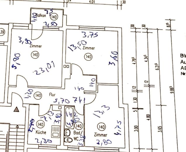 Piso de 3 habitaciones con balcón en buena ubicación, Berlín Norte-Charlottenburg, directamente del propietario – Grundriss
