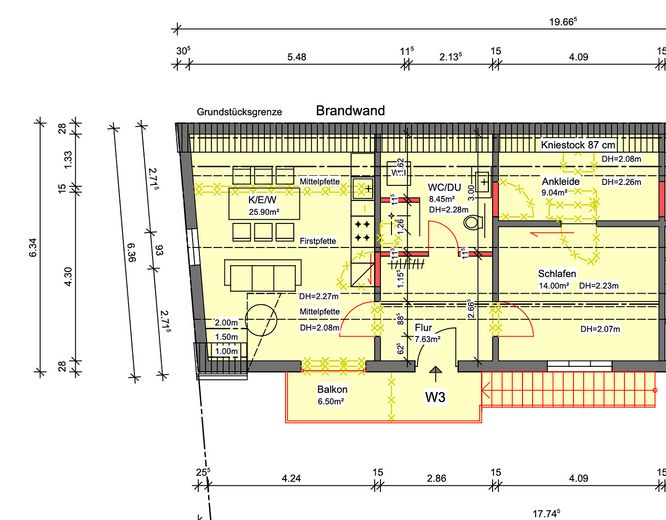 Ático diáfano con estilo loft tras reforma integral: 2 habitaciones + vestidor y balcón – Grundriss WE3