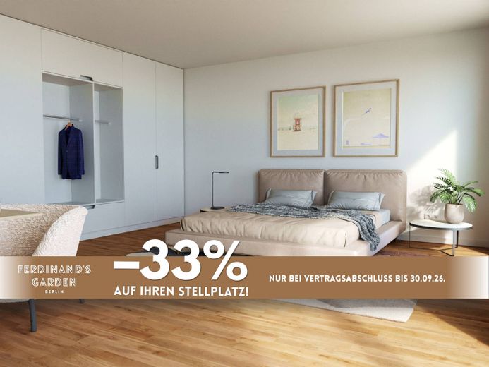 Geräumige 2-Zimmer-Wohnung mit EBK und 2 BALKONEN im Neubauquartier 'Ferdinand's Garden' – Ansicht I: Schlafzimmer