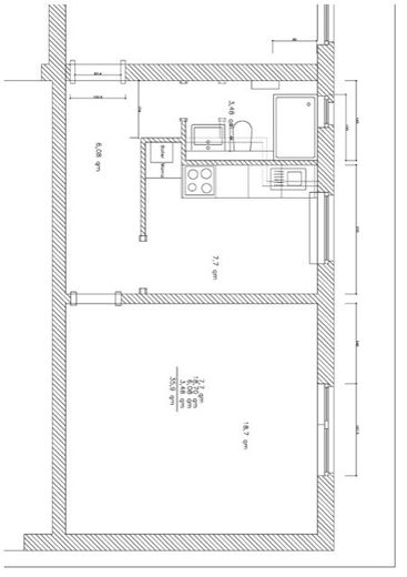 1 ZKB neues Bad, Küche & Elektrik / Lassallestr / Parkett – Grundriss