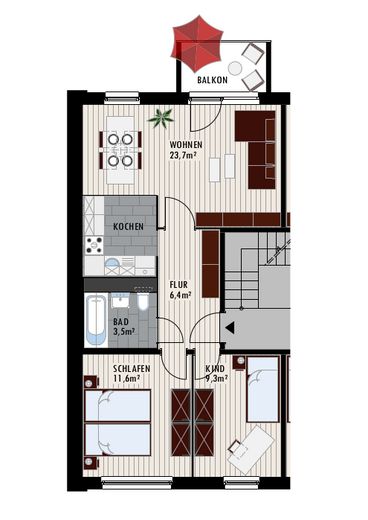 Schau bei uns vorbei: Helles modernes 3 Zimmer Apartment mit top Aussicht über Halle – 3-Raumwohnung mit Balkon
