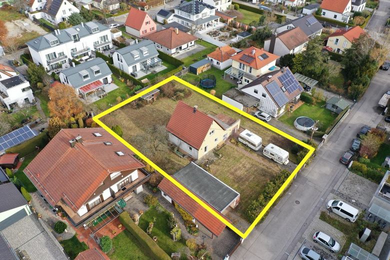 Großes Baugrundstück in sehr guter Lage in Germering-Harthaus (bei München / provisionsfrei) – Ansicht Südwest