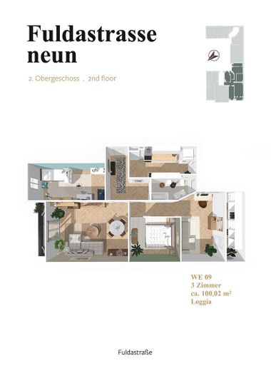 Großzügige Altbauwohnung mit Loggia | Bezugsfrei Ende 2026 – Grundriss virtuell