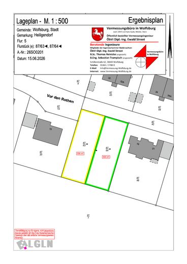 2 exklusive Baugrundstücke in Feldrandlage – unverbaubarer Weitblick, keine Bauträgerbindung – Teilungsplan 556 & 555 m²