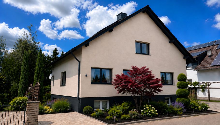 Moderne 4 Zimmer DG Wohnung mit Garten in ruhigem gehobenen Wohngebiet – Ansicht Haus 1