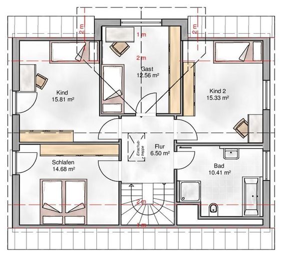 Massivhaus provisionsfrei vom Bauträger - Bezug in 2027 – DG Grundriss