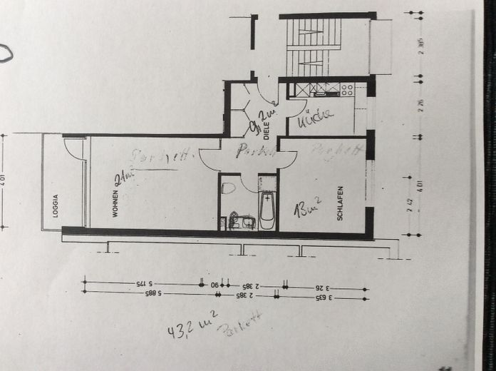 2-Zimmerwohnung in Hamburg-Sasel (vermietet) – Grundriss
