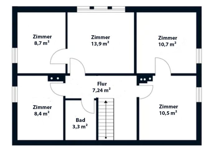 Euer Haus im Grünen: 192qm, großes Grundstück, Altbau-Charme – Obergeschoss – Grundriss